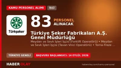Türkiye Şeker Fabrikaları A.Ş. Genel Müdürlüğü sürekli işçi alımı başvuru detayları